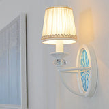 Modern Blue Elliptical Sconce Lamp - Wall Mounted Iron Light With Fabric Shade For Living Room