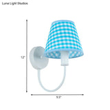 Modern Blue Fabric Wall Mounted Lighting With Gooseneck Arm