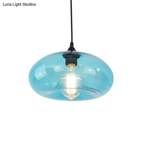 Modern Blue Glass Pendant Lighting - Doughnut Design For Living Room