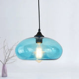 Modern Blue Glass Pendant Lighting - Doughnut Design For Living Room