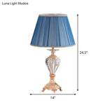 Modern Blue Shaded Desk Lamp With Copper Metal Base - 1 Bulb Table Light