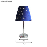 Modern Blue Study Room Desk Light With Starry Shade Metal Body & Plug-In Cord