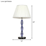 Modern Blue Table Lamp With Tapered Shade For Dining Room Or Desk