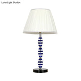 Modern Blue Table Lamp With Tapered Shade For Dining Room Or Desk