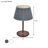 Modern Blue/White Table Lamp With Flared Fabric Shade - Perfect For Living Room