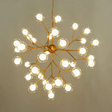 Modern Branching Chandelier With Clear Glass Ball Shades - 9/27 Bulbs Black/White Ceiling Light
