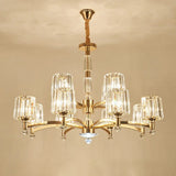 Modern Brass Cylindrical Crystal Chandelier For Living Room 12 /
