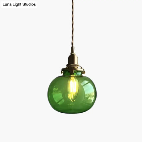 Modern Brass Elliptical Pendant Lamp With Blue/Clear/Green Glass - Ideal For Dining Room Ceiling