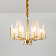 Modern Brass Glass Pendant Light Fixture - 6/8/10-Head Leaf Chandelier Lamp 6 /