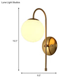 Modern Brass Globe Wall Sconce With Opal Glass Shade For Coffee Shop (1 Light)