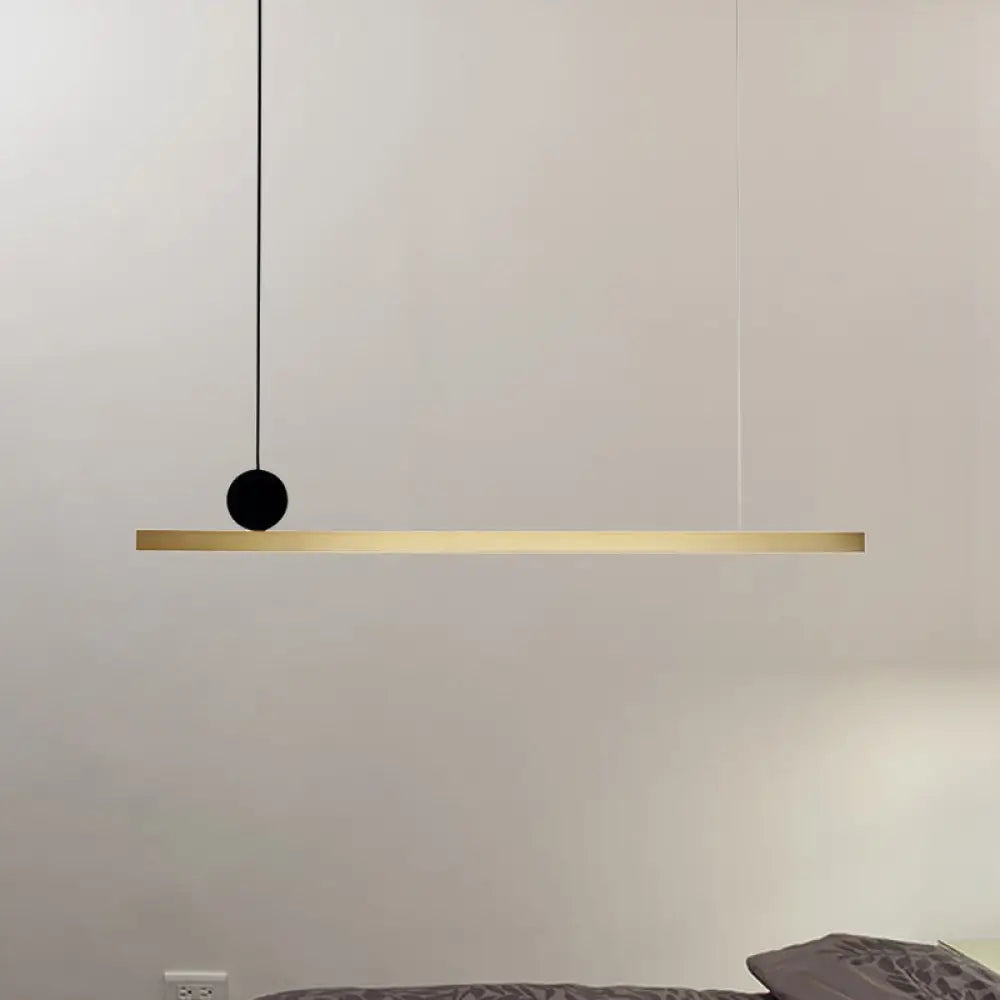 Modern Brass Integrated Led Linear Chandelier Hanging Light Fixture For Dining Room 34.5/46.5 Width