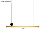 Modern Brass Integrated Led Linear Chandelier Hanging Light Fixture For Dining Room 34.5/46.5 Width