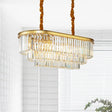 Modern Brass Island Pendant Light With Oval Crystal Shade - 8-Light Dining Room Hanging Lamp Kit