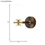 Modern Brass Led Wall Sconce Light - White Glass Mid Century Fixture (1/2 Bulbs)