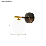 Modern Brass Led Wall Sconce Light - White Glass Mid Century Fixture (1/2 Bulbs)