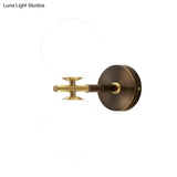 Modern Brass Led Wall Sconce Light - White Glass Mid Century Fixture (1/2 Bulbs)