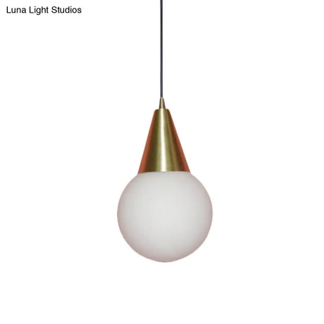 Modern Brass Modo Pendant Light With Milk White Glass - 1-Light Suspension Lamp