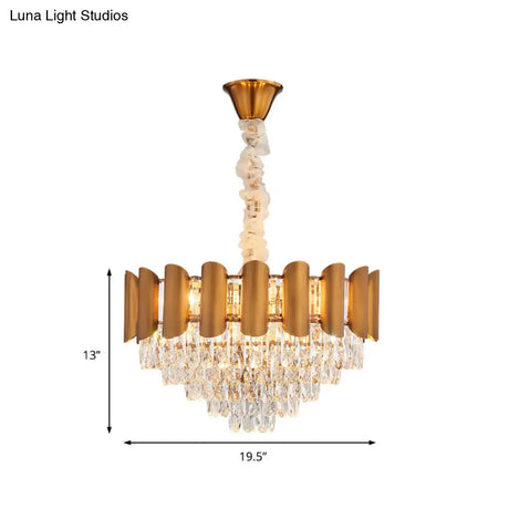 Modern Brass Pendant Lamp - Multi-Light Chandelier With Faceted Crystal