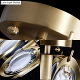 Modern Brass Semi Flush Mount Ceiling Light With Oval Metal And Crystal Accent