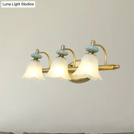 Modern Brass Vanity Light With Milk Glass Shades - Wall Mounted Lamp 2/3 Heads