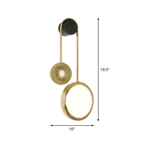 Modern Brass Wall Mount Led Sconce Light - Artistic Circle Design For Living Room