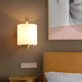 Modern Brass Wall Sconce Light With Drum Shade For Bedroom