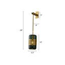 Modern Brass Wall Sconce Light With Glass Shade - Postmodern Cylindrical Fixture Blackish Green