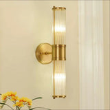 Modern Brass Wall Sconce With Crystal Cylinder Shade - Ideal For Hallways And Mount Lighting 2 /