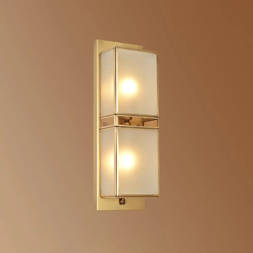 Modern Brass Wall Sconce With Frosted Glass - Sleek Corridor Lighting 2 /