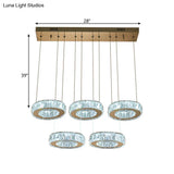 Modern Bronze Ring Crystal Pendant Light With Led Bulbs - Dining Room Ceiling Lamp