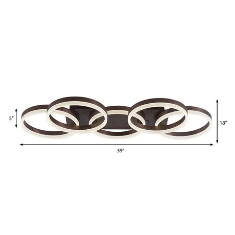 Modern Brown Acrylic Flush Mount Led Ceiling Light For Adult Bedroom & Shop