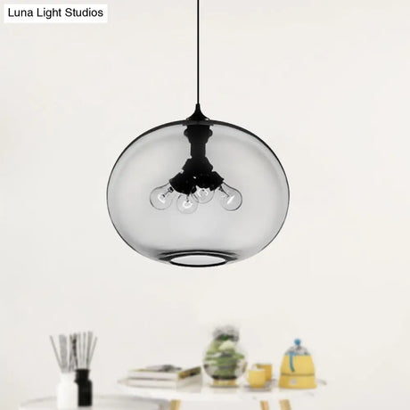 Modern Brown/Clear/Amber Oval Glass Pendant Light - 4-Light Ceiling Hanging Fixture