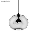 Modern Brown/Clear/Amber Oval Glass Pendant Light - 4-Light Ceiling Hanging Fixture