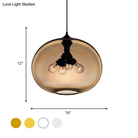 Modern Brown/Clear/Amber Oval Glass Pendant Light - 4-Light Ceiling Hanging Fixture