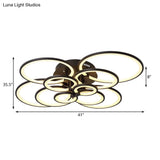 Modern Brown Flush Mount Acrylic Ceiling Light With Multi-Ring Design And 8/10 Lights For Living