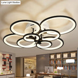 Modern Brown Flush Mount Acrylic Ceiling Light With Multi-Ring Design And 8/10 Lights For Living