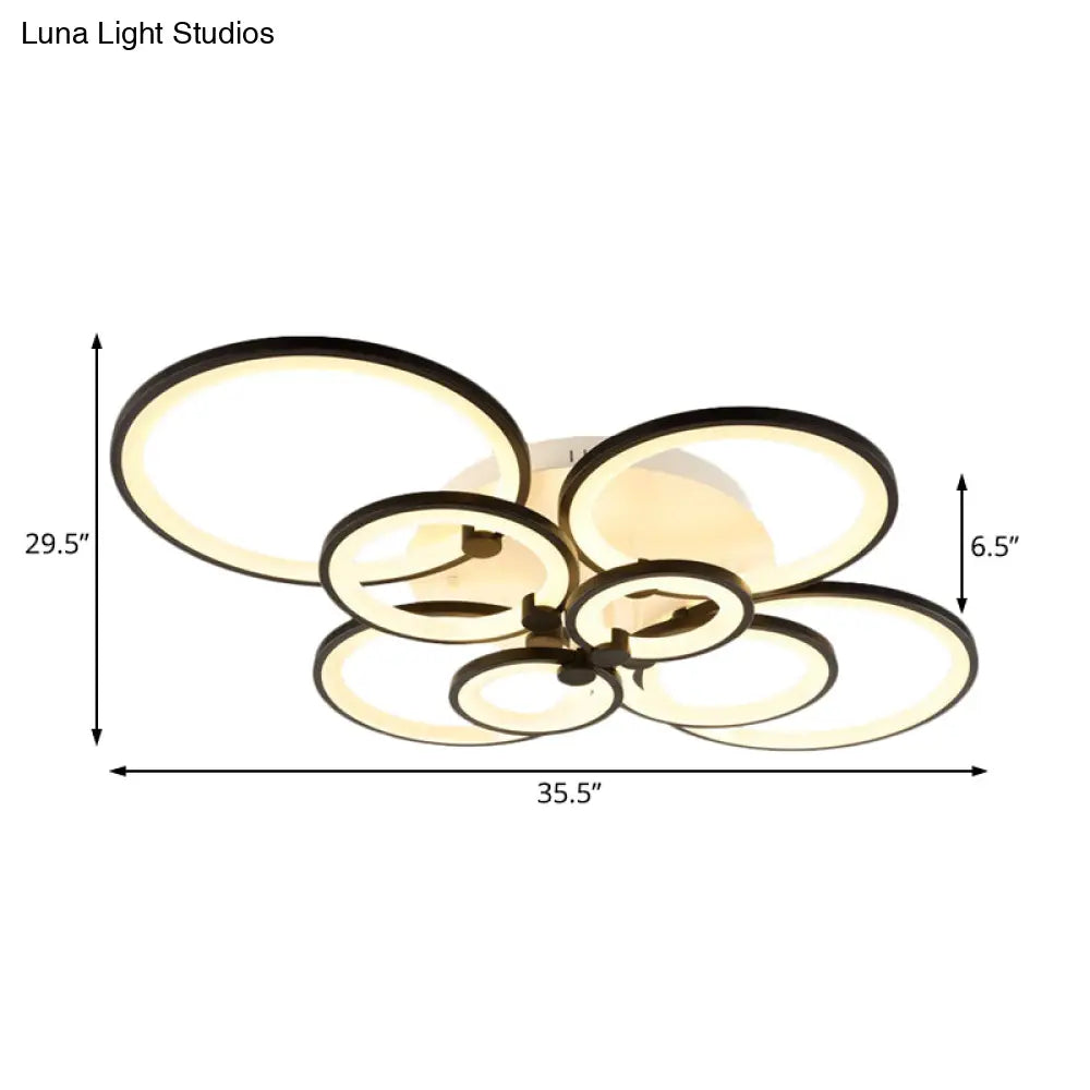 Modern Brown Flush Mount Acrylic Ceiling Light With Multi-Ring Design And 8/10 Lights For Living