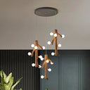 Modern Brown Resin Multi Ceiling Light With Exposed Bulb Design - 18 Heads Hanging Lighting