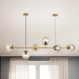 Modern Bubble Chandelier Lighting - 6-Light Smoke Gray Glass Shade For Kitchen Dining Room Gold