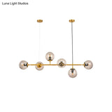 Modern Bubble Chandelier Lighting - 6-Light Smoke Gray Glass Shade For Kitchen Dining Room