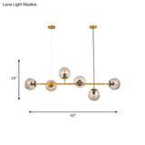 Modern Bubble Chandelier Lighting - 6-Light Smoke Gray Glass Shade For Kitchen Dining Room