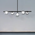 Modern Bubble Clear Glass Island Ceiling Light - 5/6 Lights Black/Gold Finish Dining Room Pendant
