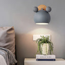 Modern Cartoon Animal Sconce Wall Light For Child Bedroom - Metal Lamp Grey