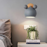 Modern Cartoon Animal Sconce Wall Light For Child Bedroom - Metal Lamp Grey