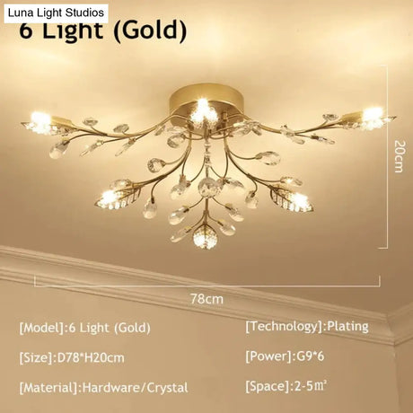 Modern Ceiling Light For Living Room Led Crystal Lamp Bedroom Lamps Dining Gold Loft Lighting
