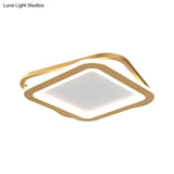 Modern Ceiling Mounted Flush Lighting In Black/Gold - Round/Square Metal Led Fixture For Hallways