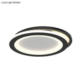 Modern Ceiling Mounted Flush Lighting In Black/Gold - Round/Square Metal Led Fixture For Hallways