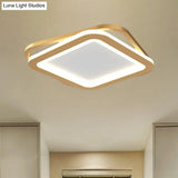 Modern Ceiling Mounted Flush Lighting In Black/Gold - Round/Square Metal Led Fixture For Hallways