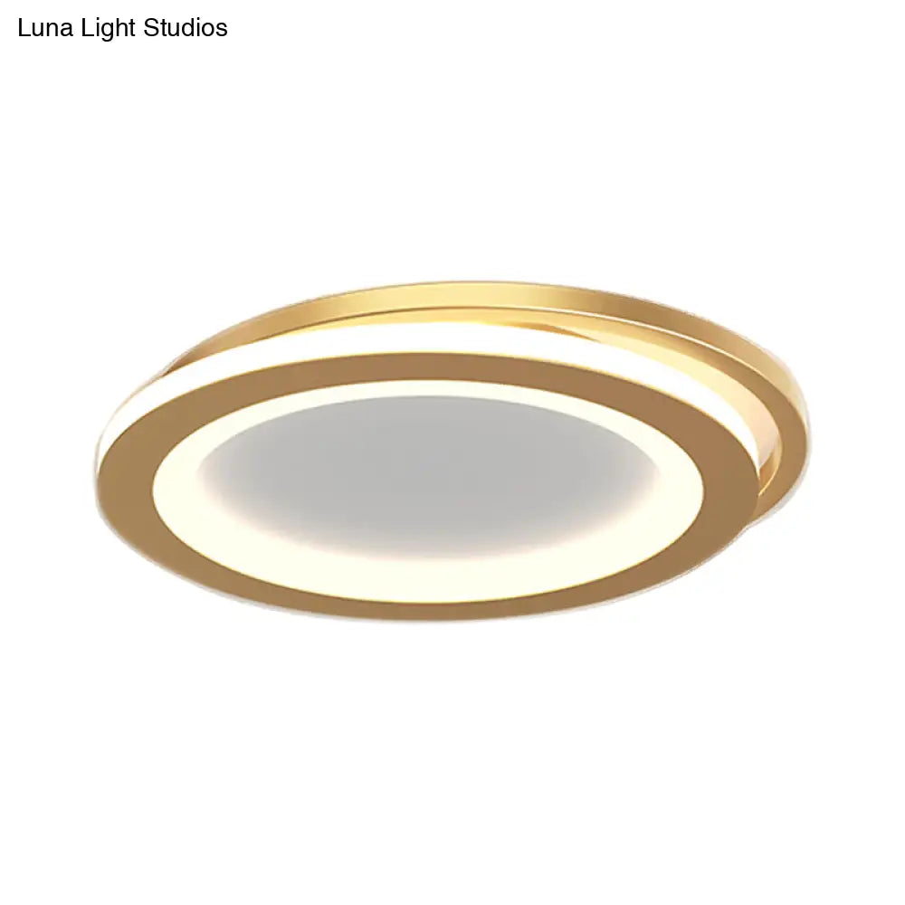 Modern Ceiling Mounted Flush Lighting In Black/Gold - Round/Square Metal Led Fixture For Hallways