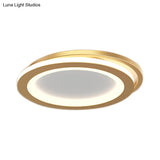 Modern Ceiling Mounted Flush Lighting In Black/Gold - Round/Square Metal Led Fixture For Hallways